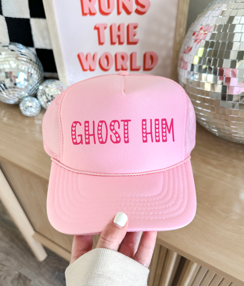 Ghost Him - Foam Trucker Cap - BabyPink