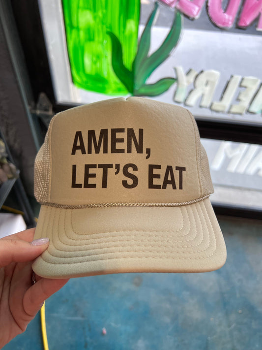 Shipping Dept. Amen Let's Eat - Foam Trucker Cap - Multiple color options