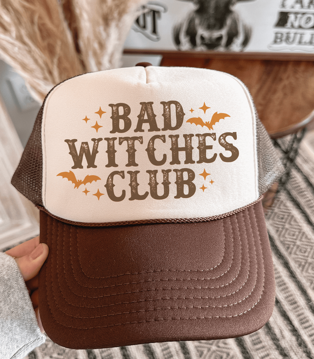 Shipping Dept. Bad Witches Club -  Brown & Tan Foam Otto Trucker Hat