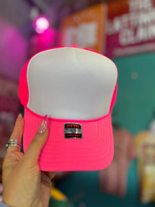 Shipping Dept. Hot Pink and White BLANK Foam Trucker Cap - Multiple color options
