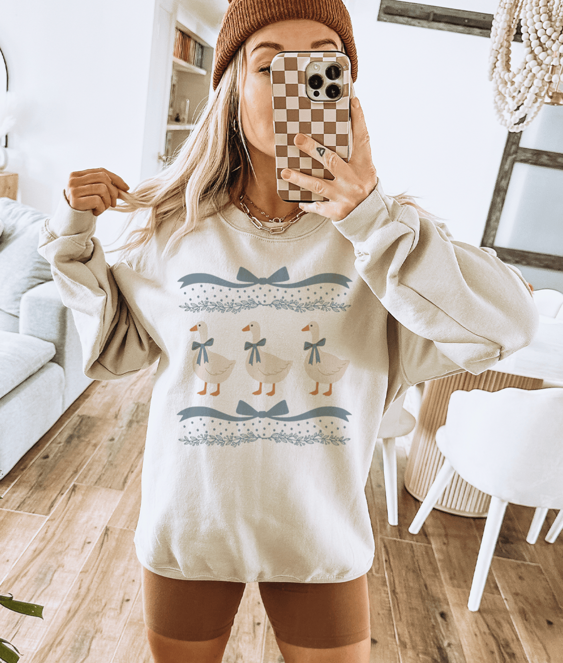 Shipping Dept. Adult SMALL / Cream Sweatshirt Blue Ribbon Goose - Tee or Sweatshirt