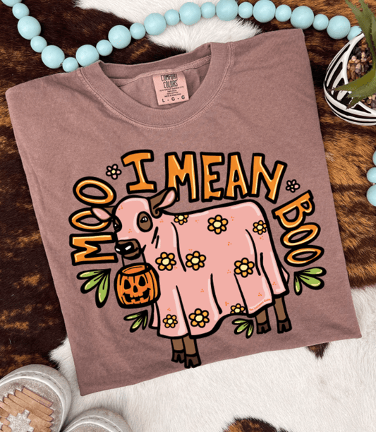 Shipping Dept. SMALL / Comfort Color Espresso Boo, I mean MOO Graphic Tee - Multiple Color & Style Options