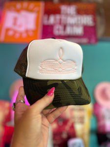Shipping Dept. Camo & White with Orange stitching Boot Stitch Trucker Caps - Multiple Color Options