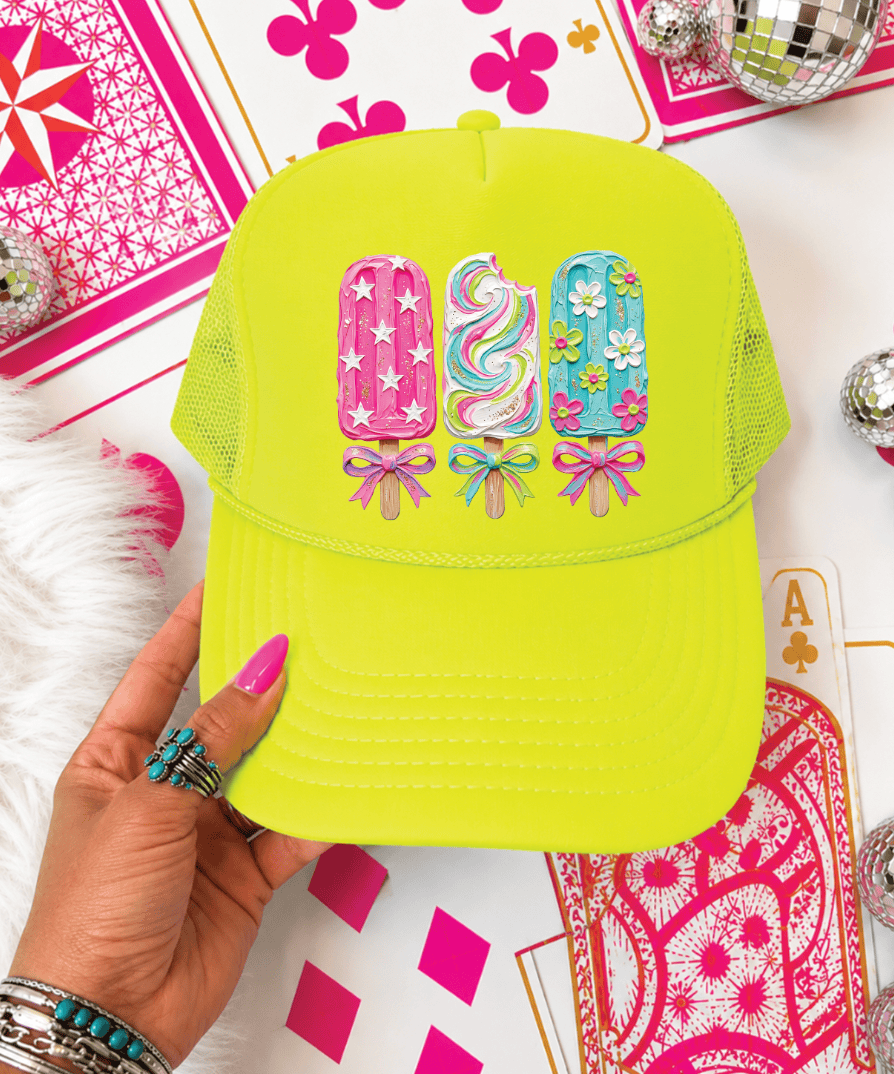 Shipping Dept. Bright Summer Popsicle -  Foam Otto Trucker Neon Yellow