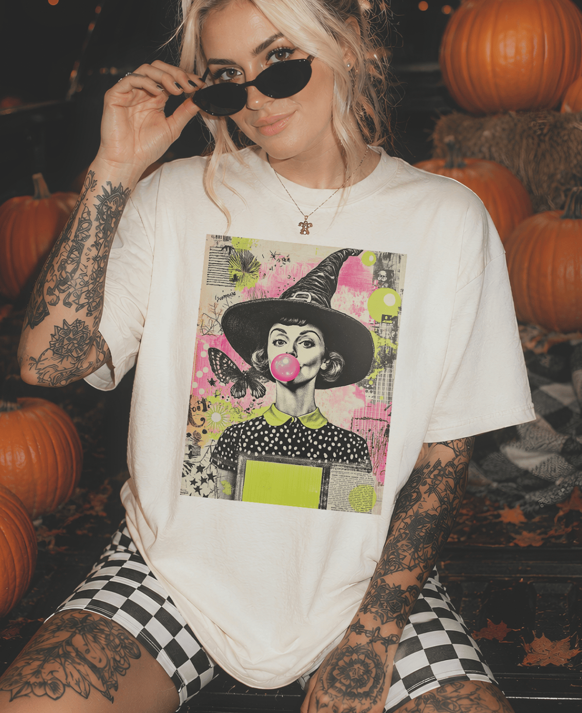 Shipping Dept. SMALL / Cream T-Shirt Bubblegum & Broomsticks Disco Pop Halloween - Cream Tees and Sweatshirts
