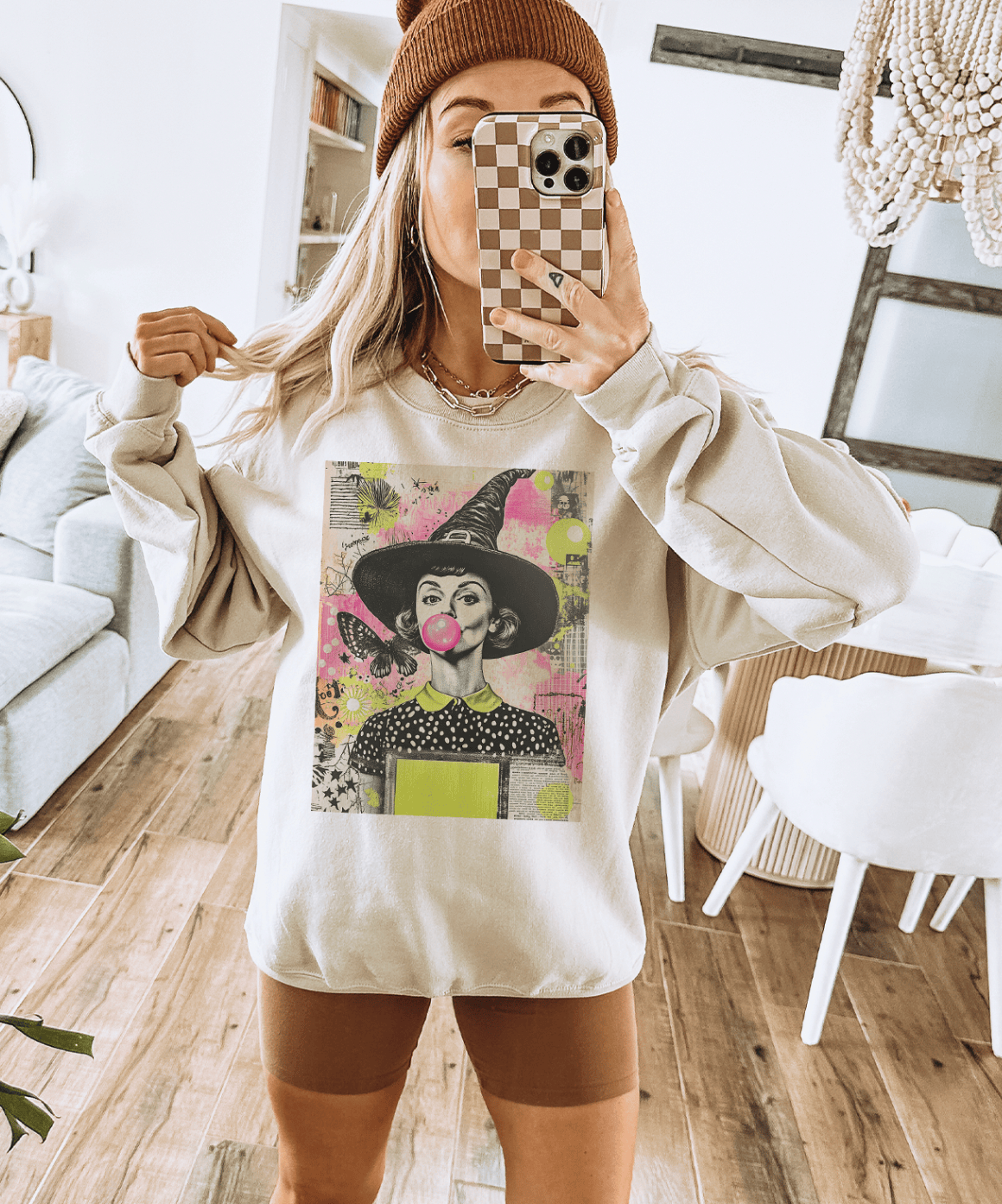 Shipping Dept. SMALL / Cream Sweatshirt Bubblegum & Broomsticks Disco Pop Halloween - Cream Tees and Sweatshirts