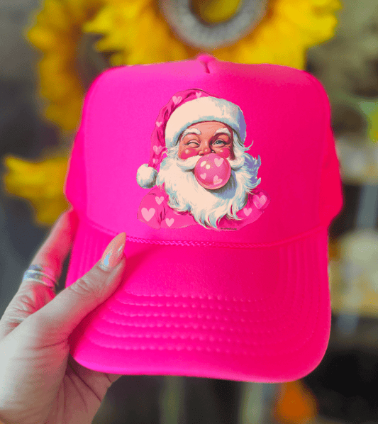 Shipping Dept. Coral Bubblegum Heart Santa - Foam Trucker Cap - Multiple Color Options