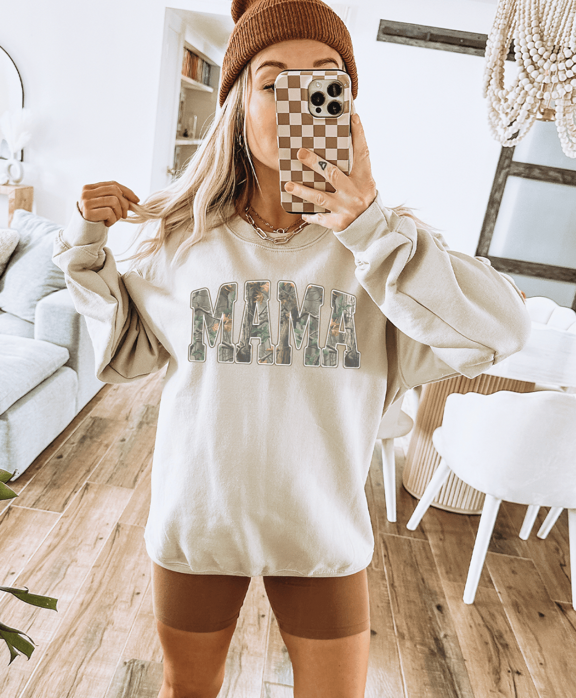 MISSMUDPIE Small / Sweatshirt Cream Camo MAMA Tees & Sweatshirts