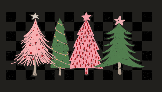 Shipping Dept. CheckeredPinkChristmasTrees - Multiple Color options