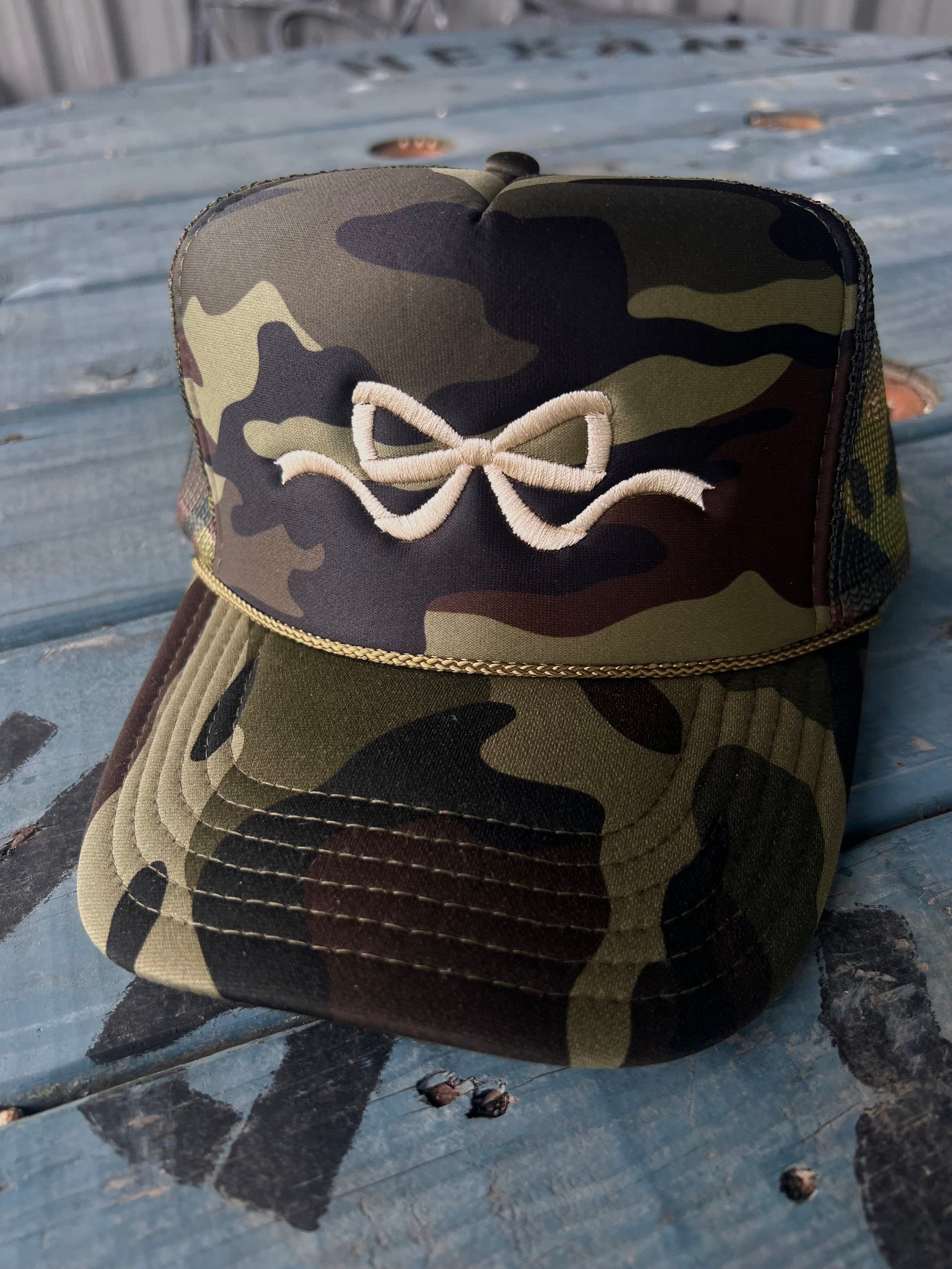 Shipping Dept. Coquette Bow Embroidery - Solid Camo Otto Trucker Hat