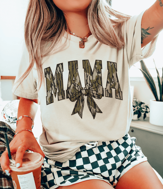 Shipping Dept. Coquette Camo MAMA - Cream Tee or Sweatshirt