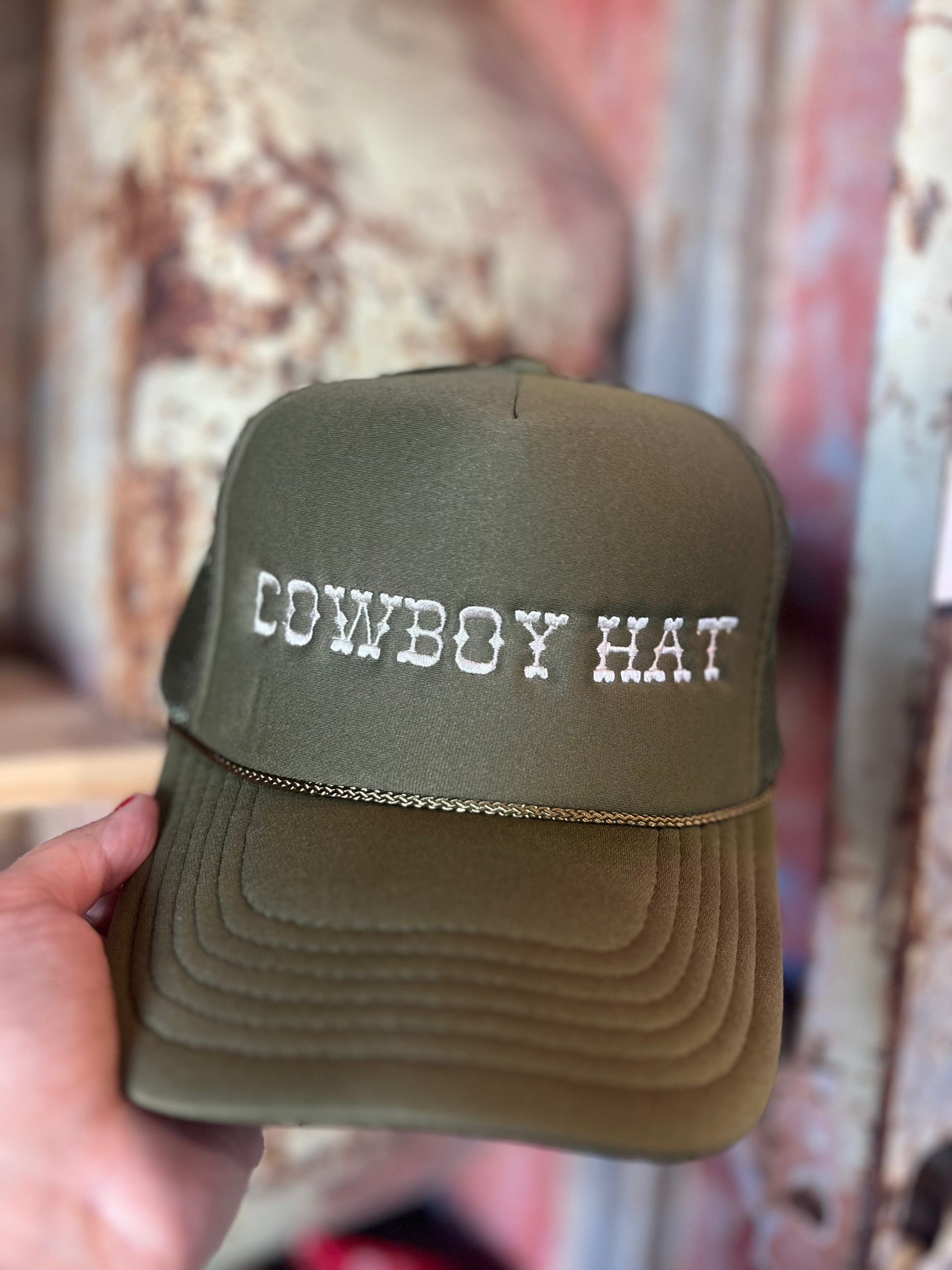 Shipping Dept. COWBOY HAT Embroidered Olive Green Otto Foam Mesh Back Trucker Cap (Copy)