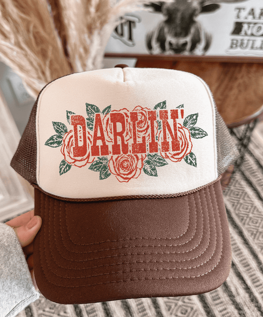 Shipping Dept. Brown & Tan Darlin With Roses -  Foam Otto Trucker Hats