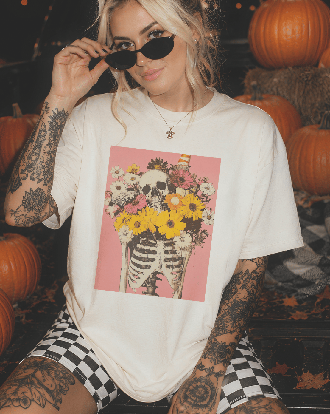 Shipping Dept. SMALL / Cream T-Shirt Dead Inside But Still Cute Disco Pop Halloween - Cream Tees and Sweatshirts