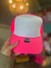 Load image into Gallery viewer, Shipping Dept. Neon Pink &amp; White Dirty Hippie - Foam Trucker Cap - Multiple color options
