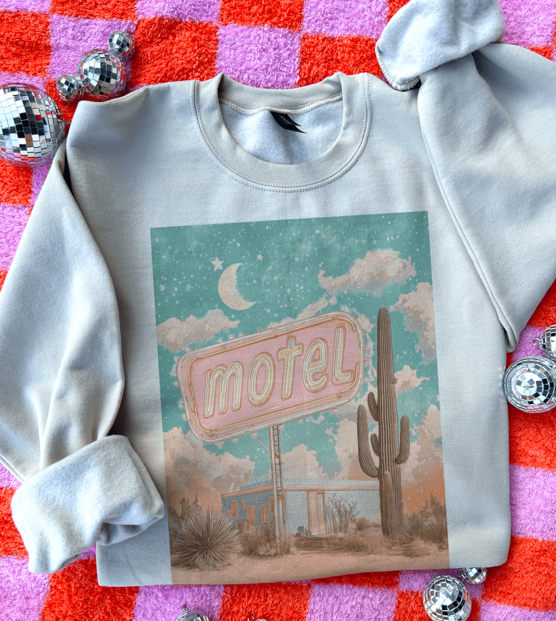 Shipping Dept. SMALL / Cream Sweatshirt Disco Pop Motel Key Memory - Tees & Sweatshirts