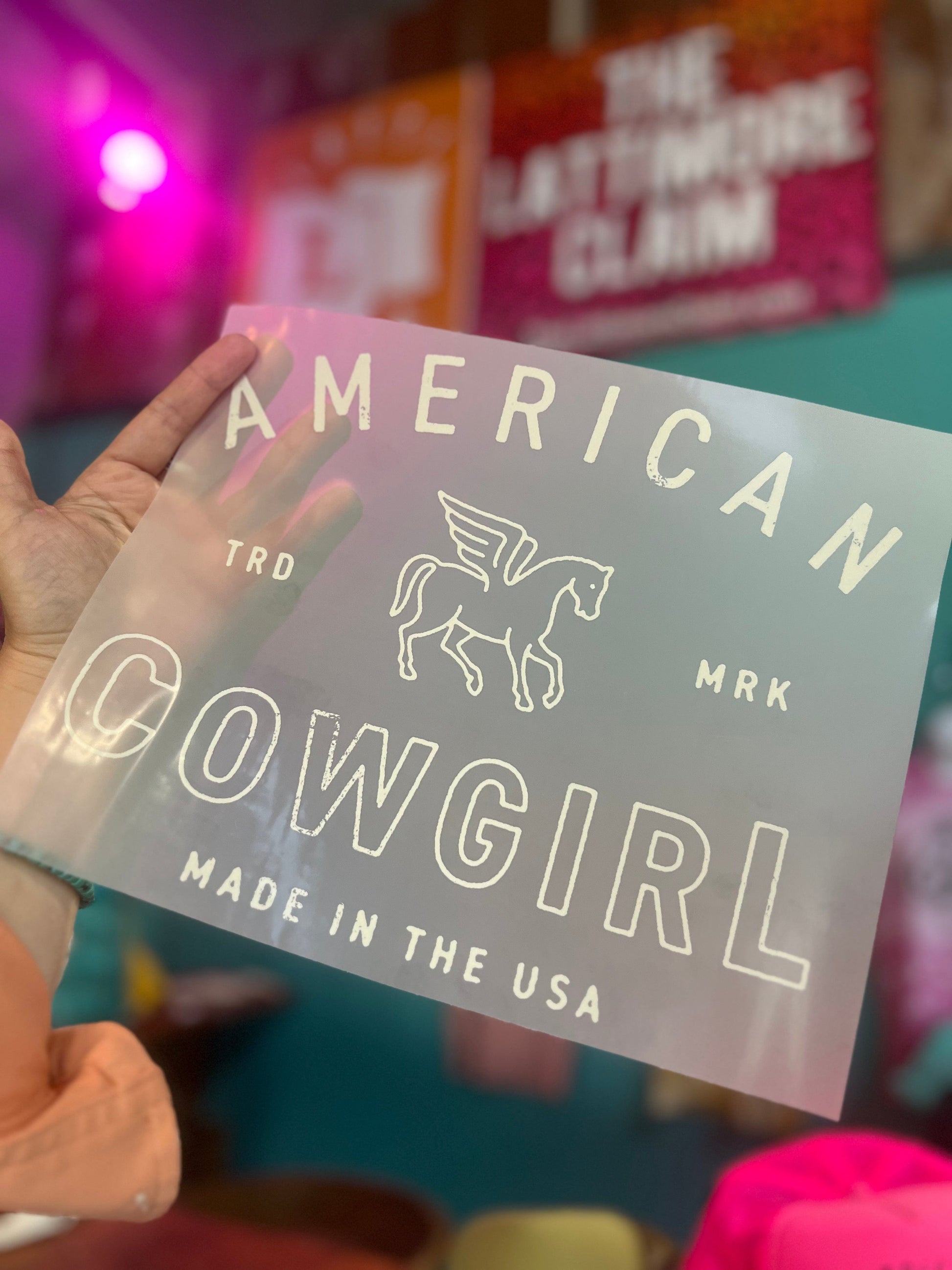 Shipping Dept. Adult Tee Transfer : 10.5" w x 10.5" h (4pk) DTF Transfer - American Cowgirl 4 pack