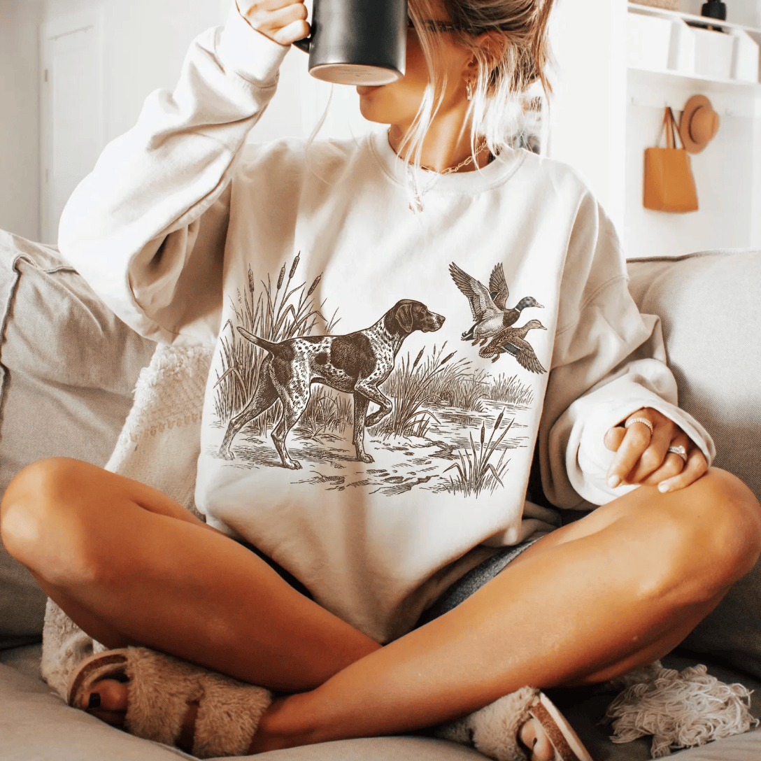 Shipping Dept. Duck Hunting Pointer Dog  - Sweatshirts & T-Shirts Multiple Color Options