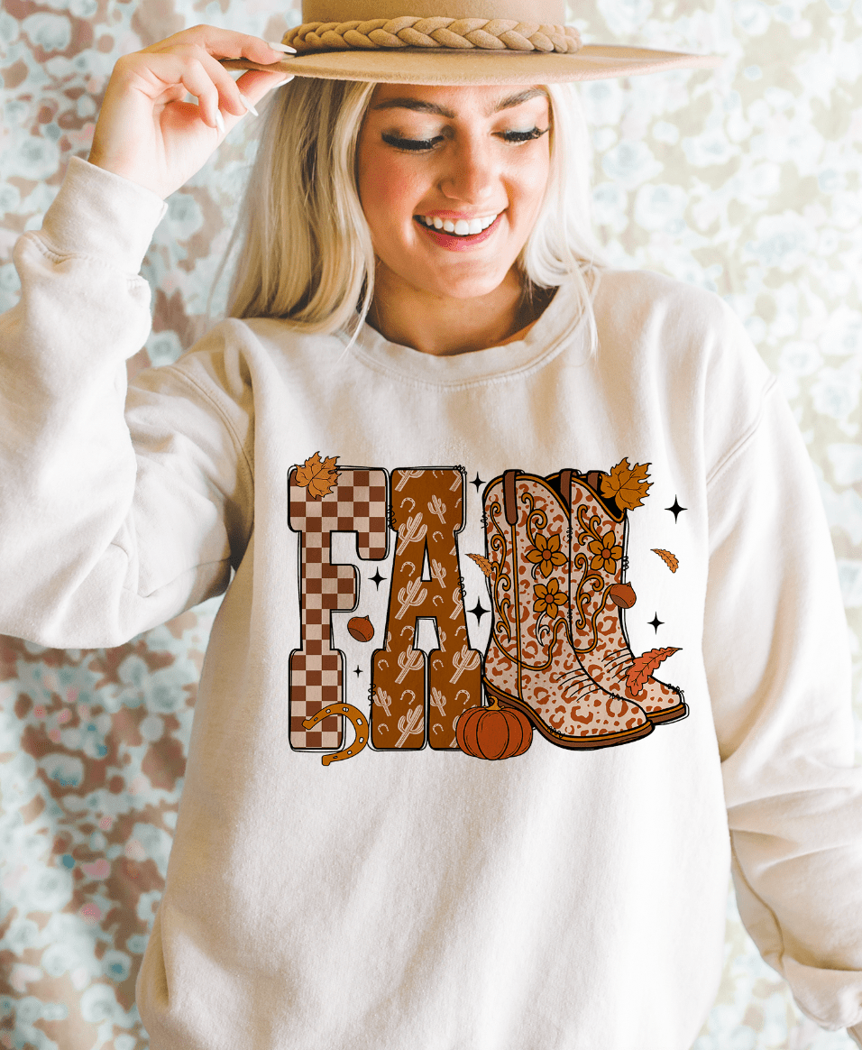 Shipping Dept. SMALL / Cream Sweatshirt Fall Feelin' Boots  - Tees and Sweatshirts