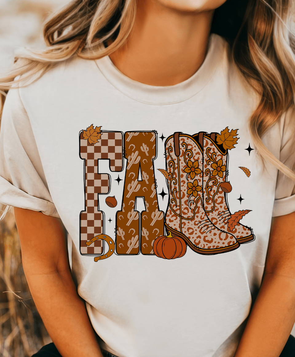 Shipping Dept. SMALL / Cream T-Shirt Fall Feelin' Boots  - Tees and Sweatshirts