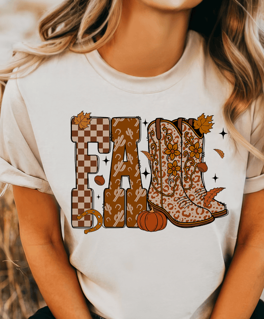 Shipping Dept. SMALL / Cream T-Shirt Fall Feelin' Boots  - Tees and Sweatshirts