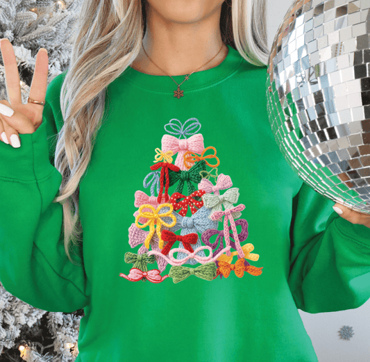 Shipping Dept. Faux Yarn Christmas Tree Bows - Kelly Green Sweatshirt