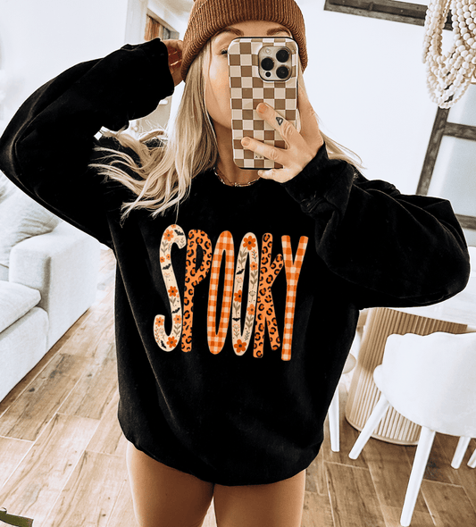 Shipping Dept. Floral Leopard Spooky - Black Sweatshirt