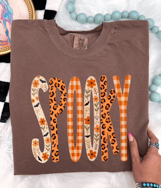 Shipping Dept. Floral Leopard Spooky - Espresso Comfort Color T-Shirt