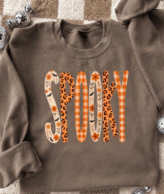 Shipping Dept. Floral Leopard Spooky - Mocha Sweatshirt
