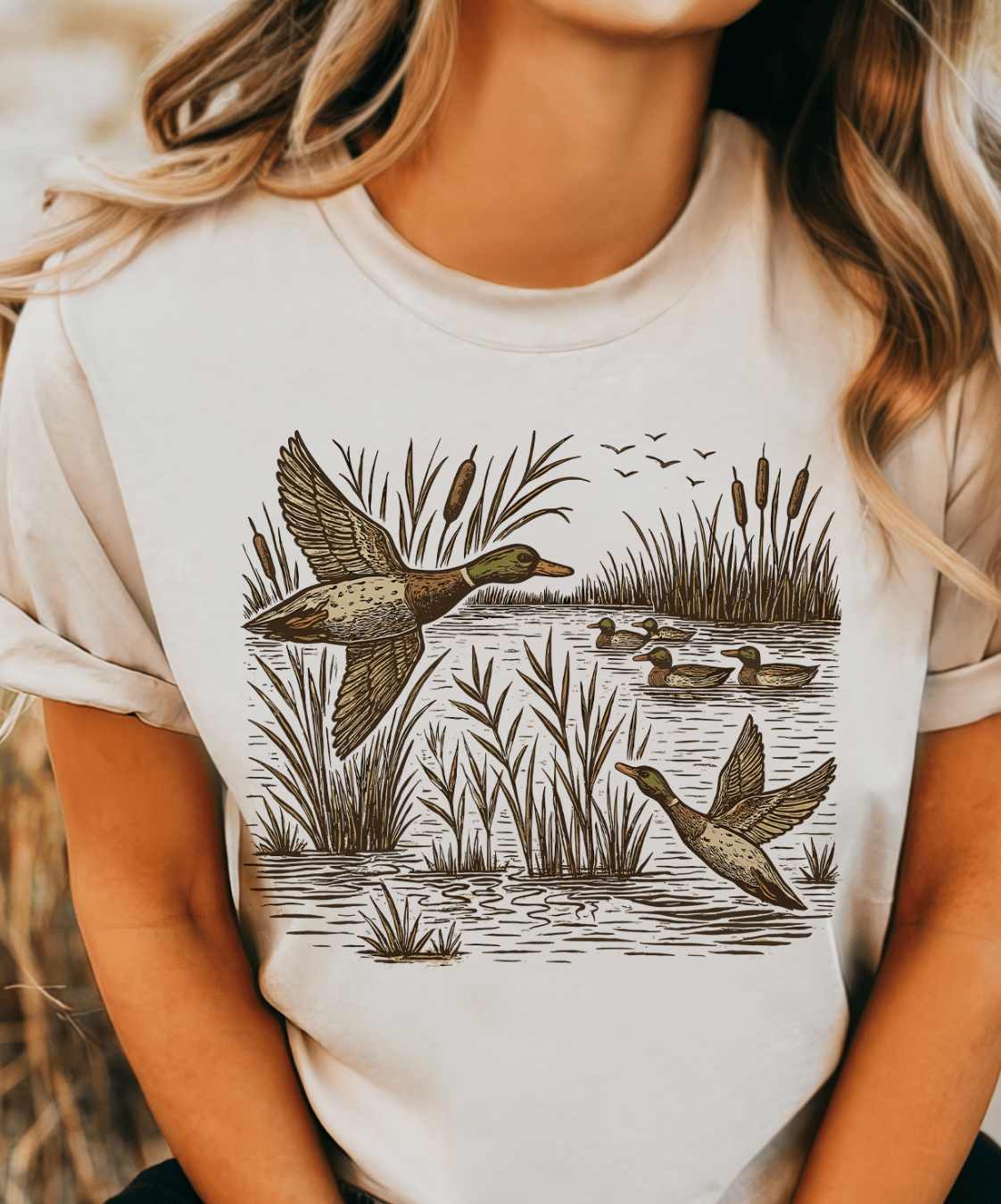 Shipping Dept. Adult SMALL / Cream Tshirt Flying Mallards  Sweatshirts & T-Shirts
