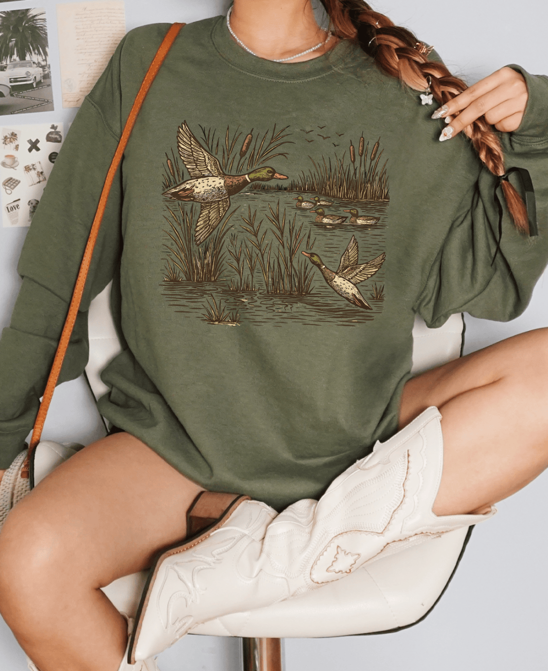 Shipping Dept. Adult SMALL / Military Sweatshirt Flying Mallards  Sweatshirts & T-Shirts