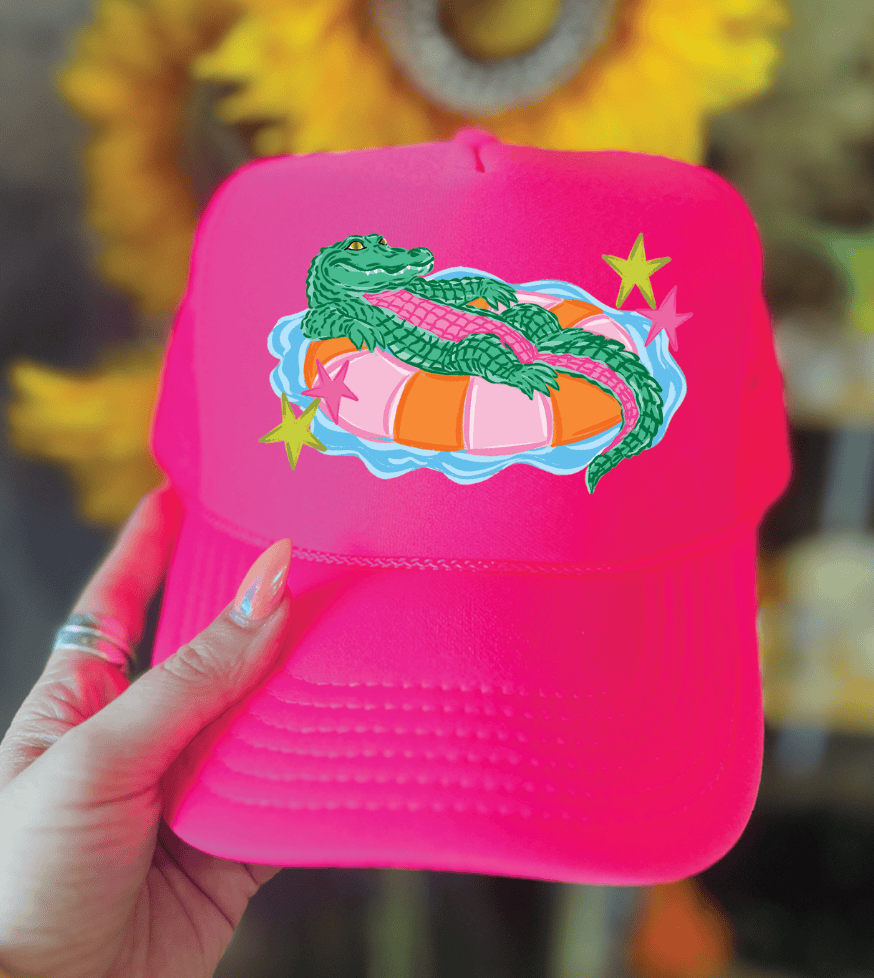 Shipping Dept. Neon Pink Gator Tube -  Foam Otto Trucker (Multiple Color Options)