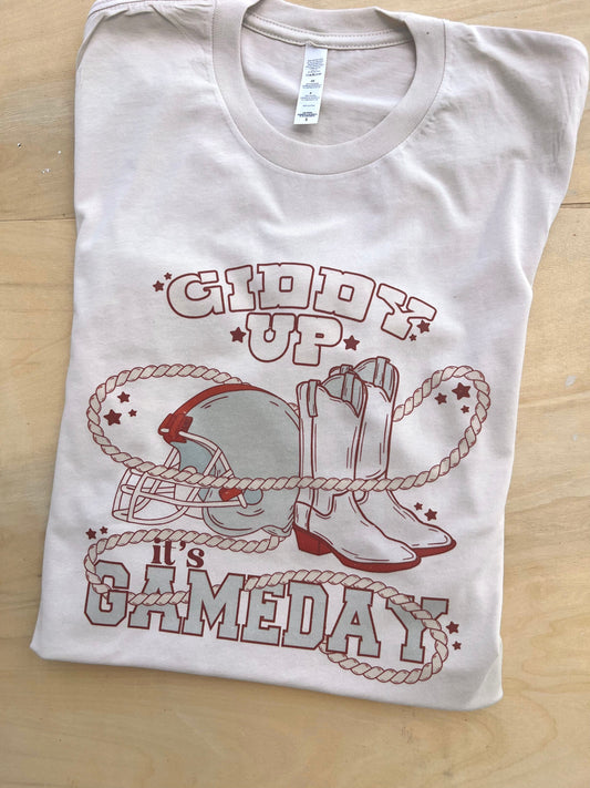 MISSMUDPIE Giddy Up It's Gameday - Cream tee