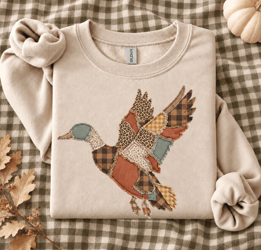 Shipping Dept. Gigis Faux Patchwork Mallard  - Sand Sweatshirt