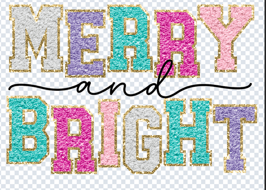 Shipping Dept. Glitter Patch Merry and Bright- Multiple Color options