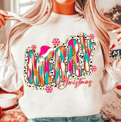 Shipping Dept. Gold Glitter Merry Christmas DTF - Multiple Color options