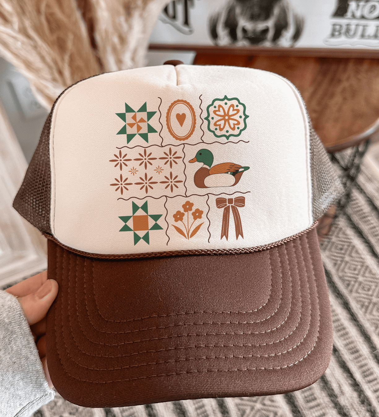 Shipping Dept. Grandma Core Folkart Mallard - Brown & Tan Otto Trucker