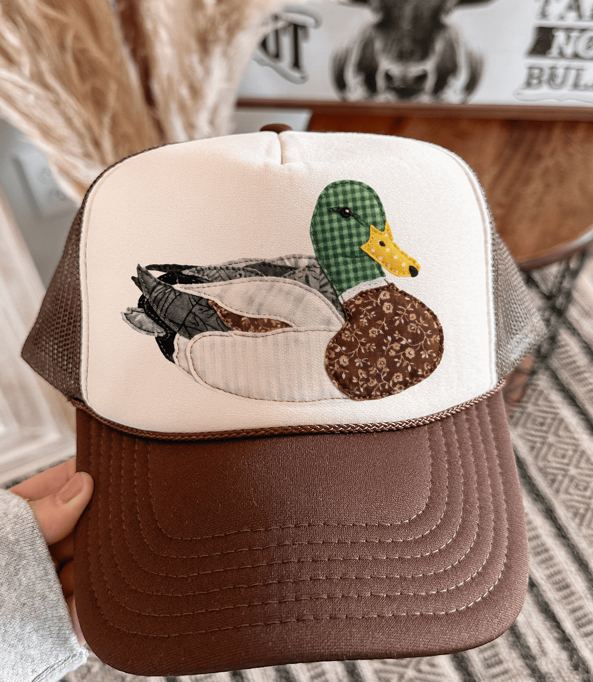 Shipping Dept. Grannys Faux Patchwork Mallard - Brown & Tan Otto Trucker