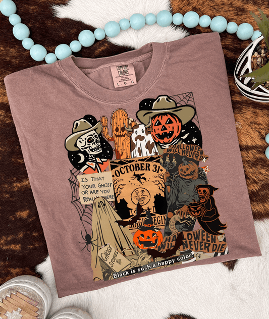 Shipping Dept. Halloween Collage Western  - Comfort Color Espresso