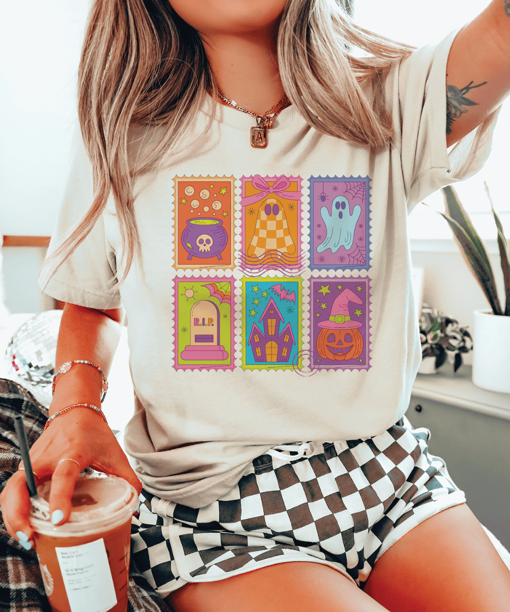 Shipping Dept. Halloween Postage Stamps - Cream Tee