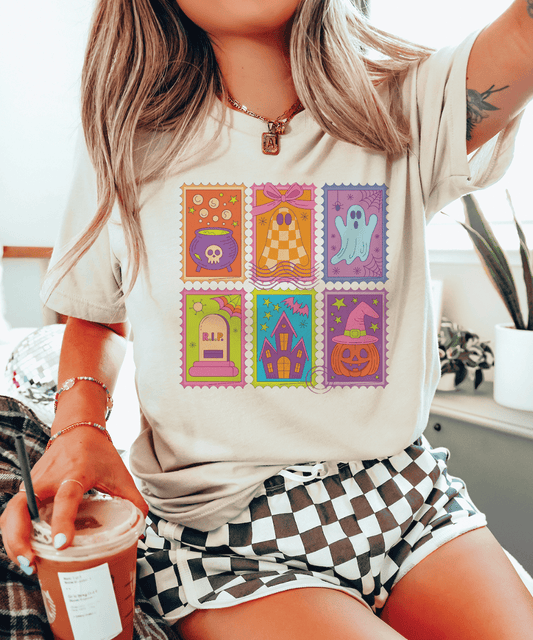 Shipping Dept. Halloween Postage Stamps - Cream Tee