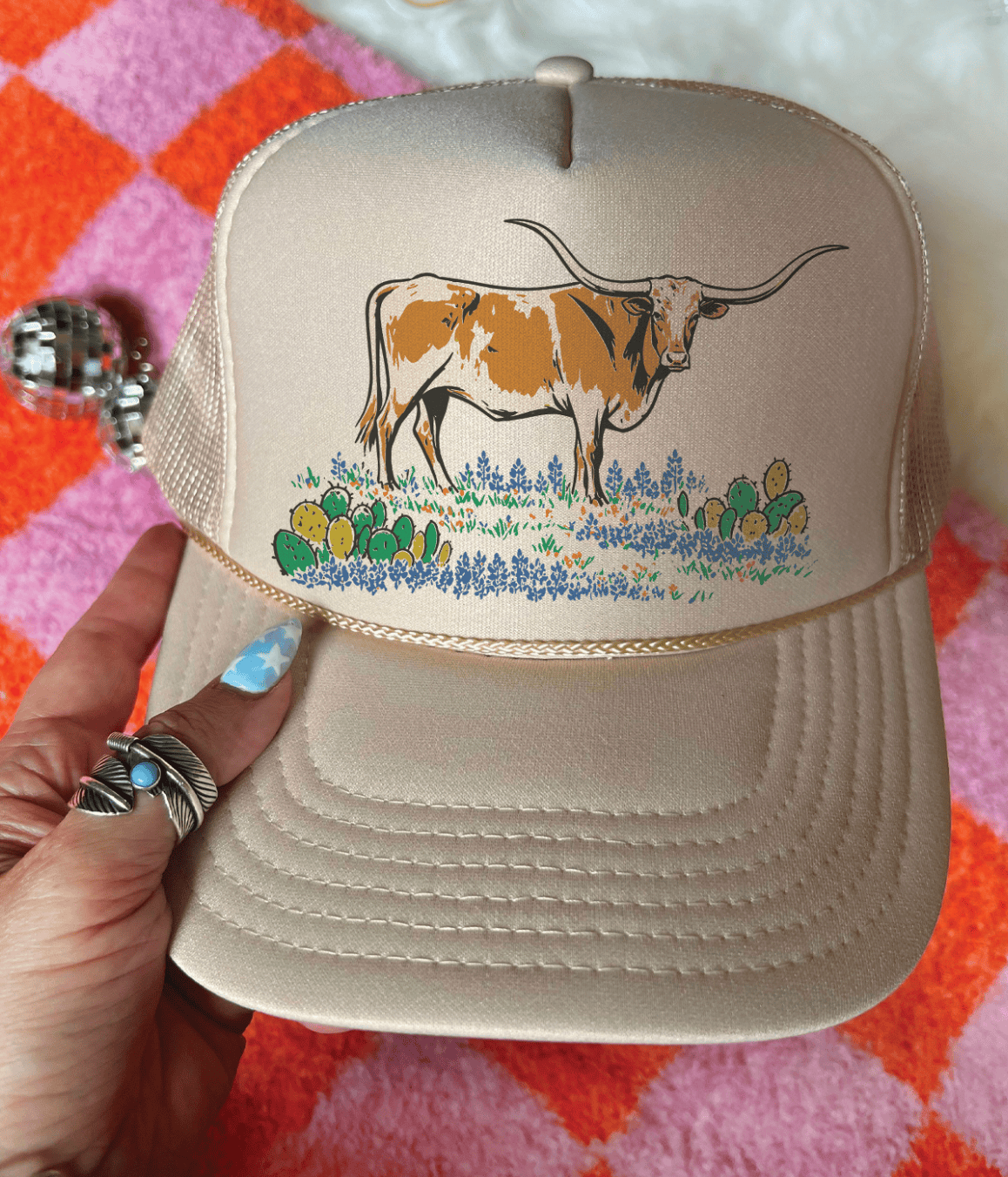 Shipping Dept. Solid Cream Hill Country Longhorn - Foam Trucker Caps