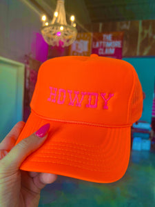 Shipping Dept. Howdy Embroidered Foam Trucker Hat - Neon Orange