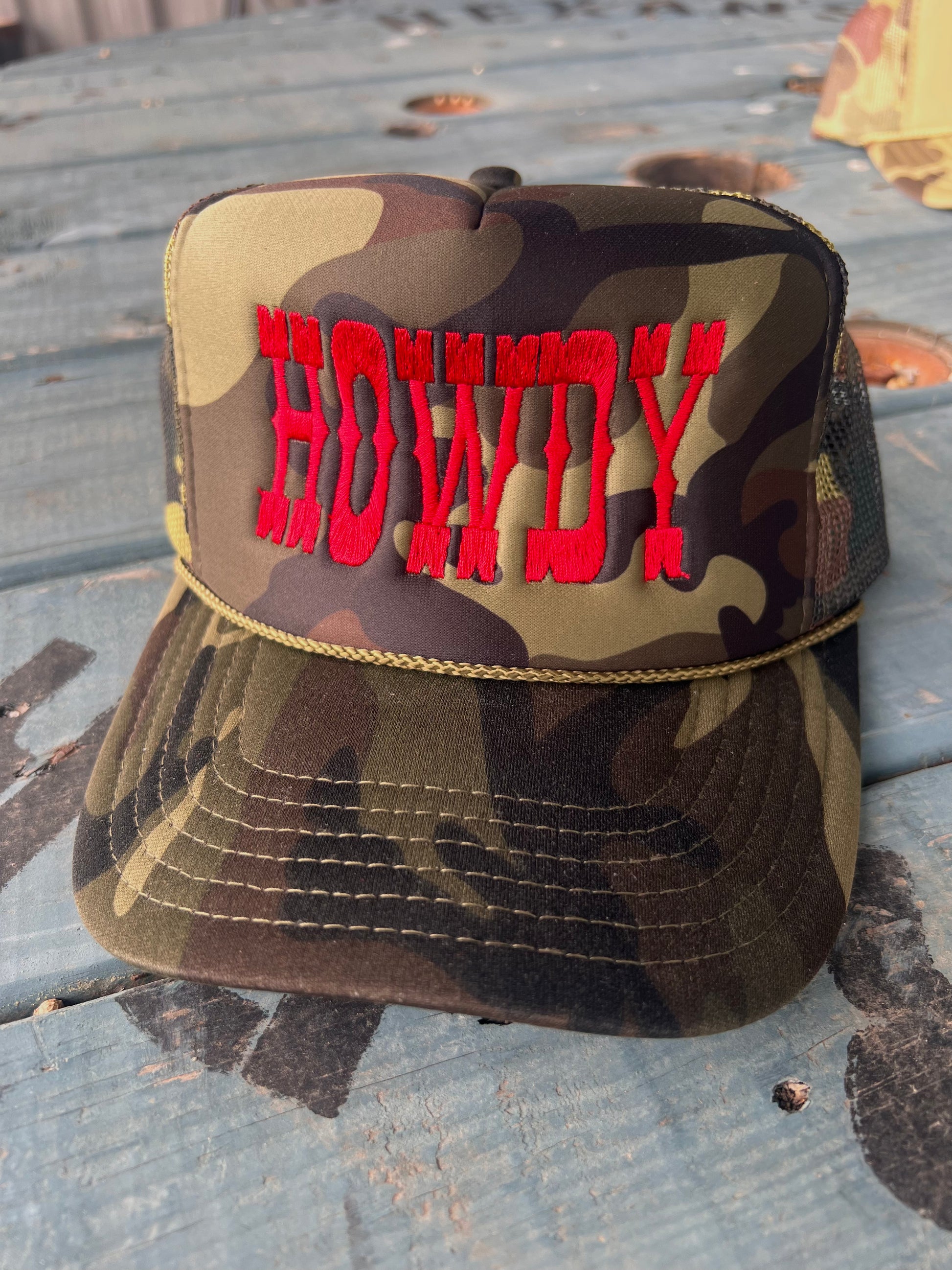 Shipping Dept. Howdy Embroidery - Solid Camo Otto Trucker Hat