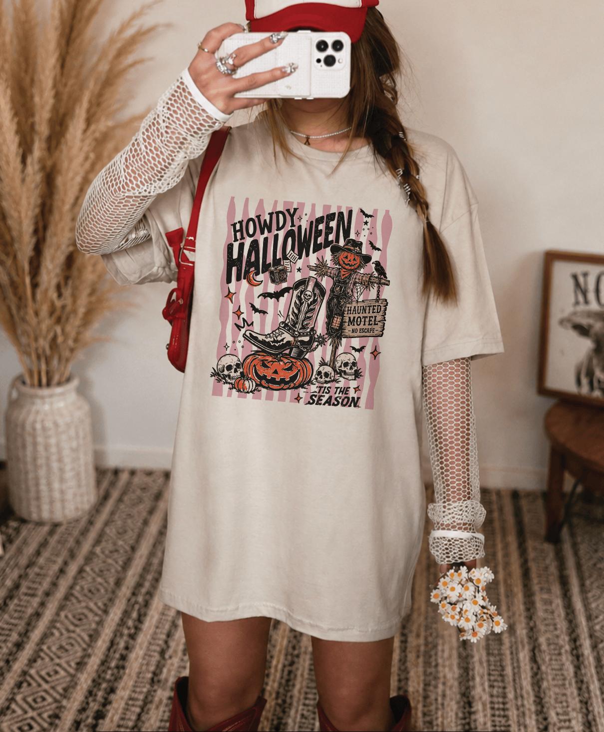 Shipping Dept. SMALL / Cream Tee Howdy Halloween  -  Tees and Sweatshirts
