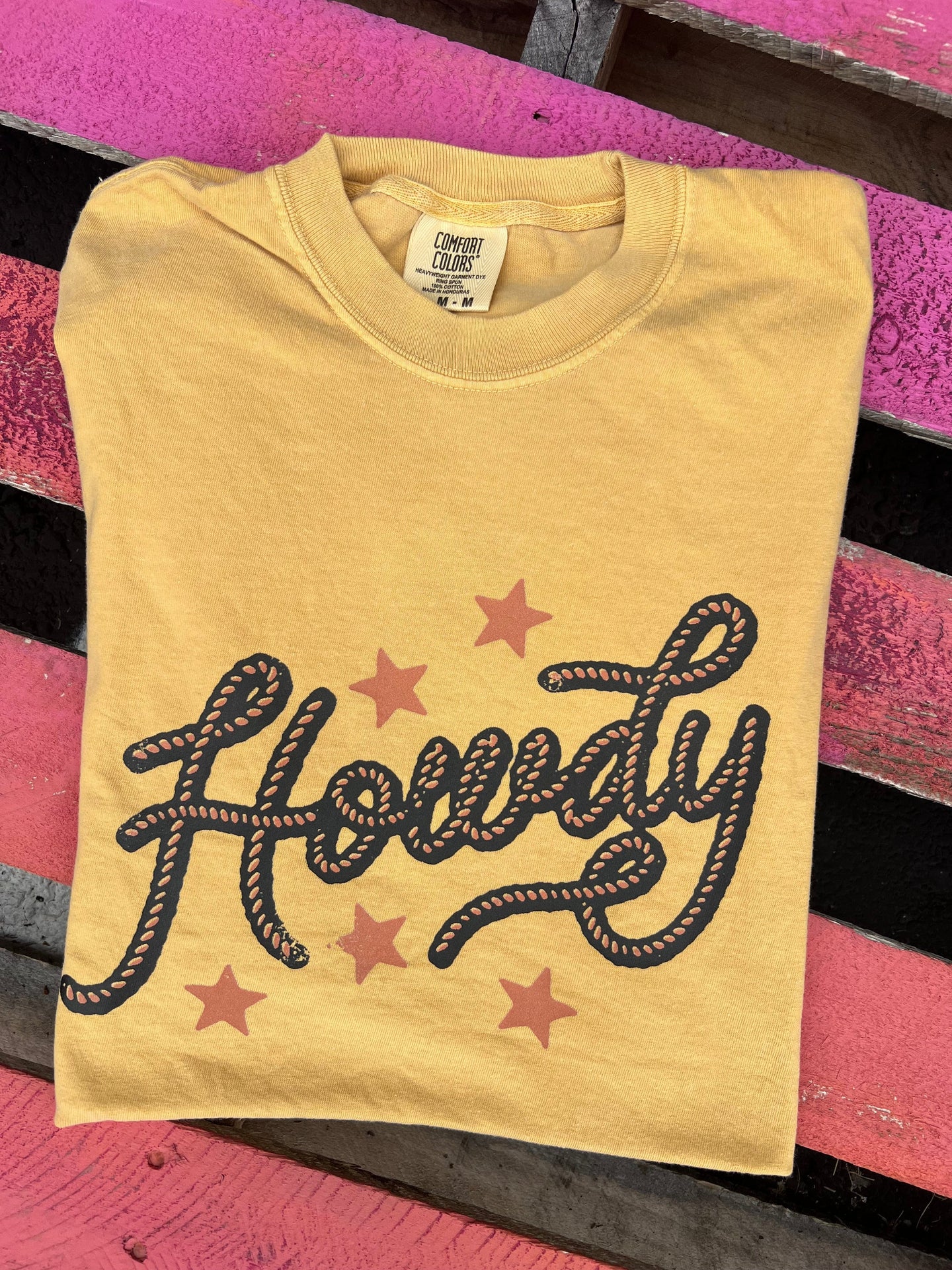 Shipping Dept. Howdy Rope- Mustard Comfort Color Tee