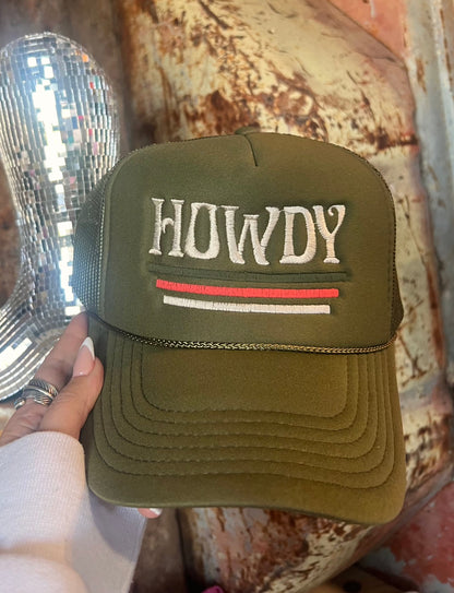Shipping Dept. Howdy with Lines - Otto Trucker Hat Embroidery -Military