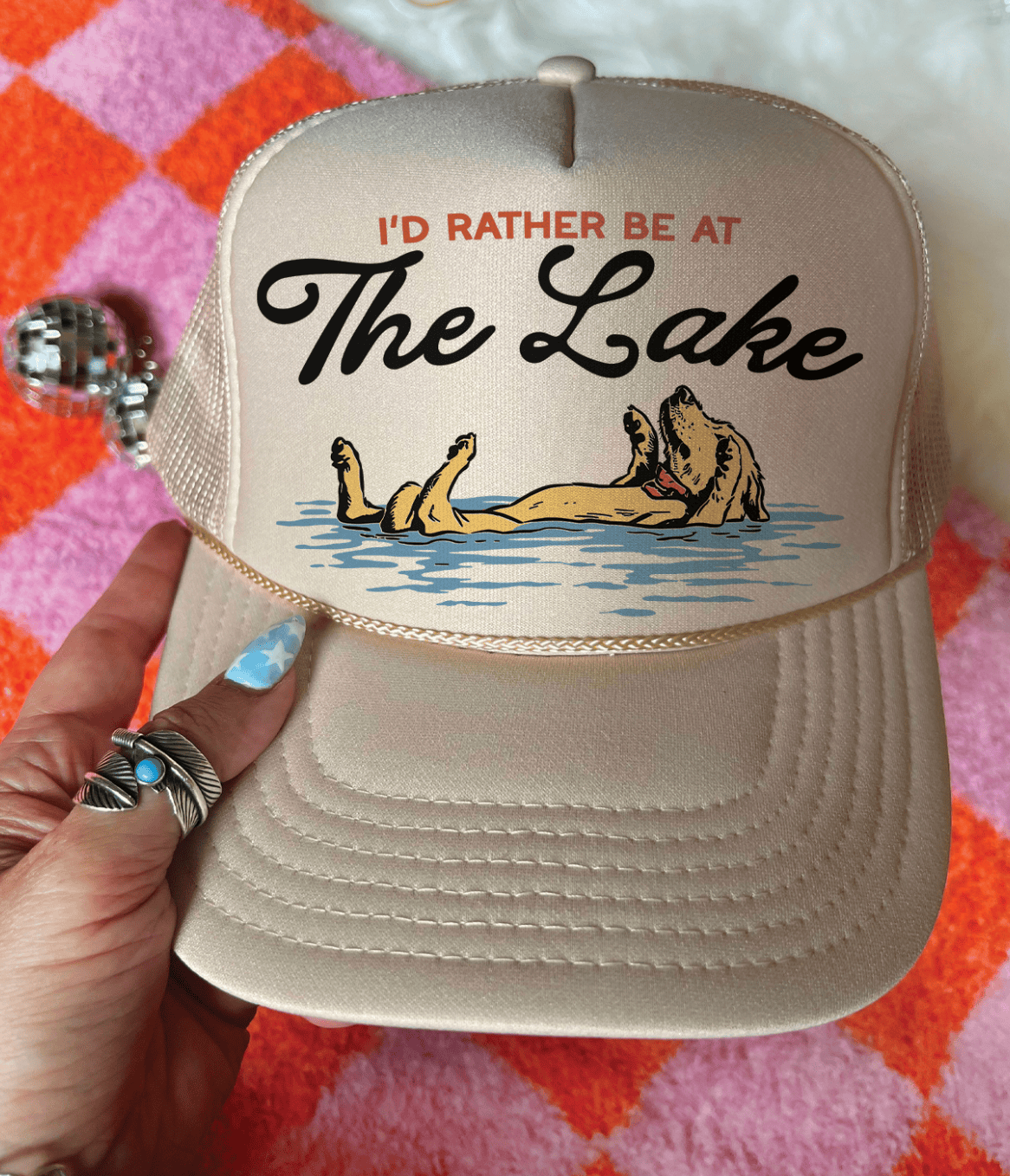 Shipping Dept. Solid Cream I'd Rather Be At The Lake - Foam Trucker Caps