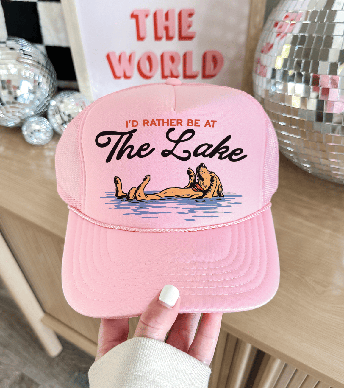 Shipping Dept. Solid Baby Pink I'd Rather Be At The Lake - Foam Trucker Caps
