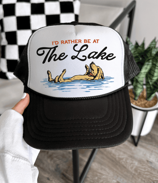 Shipping Dept. Black & White I'd Rather Be At The Lake - Foam Trucker Caps